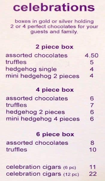 Menu of Purdy’s Chocolates photo4