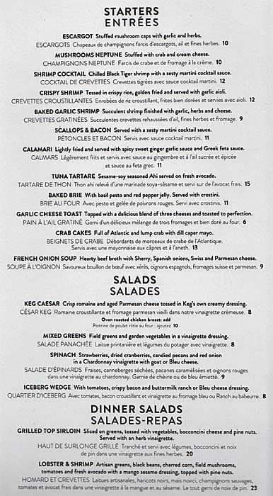 Menu of The Keg photo2