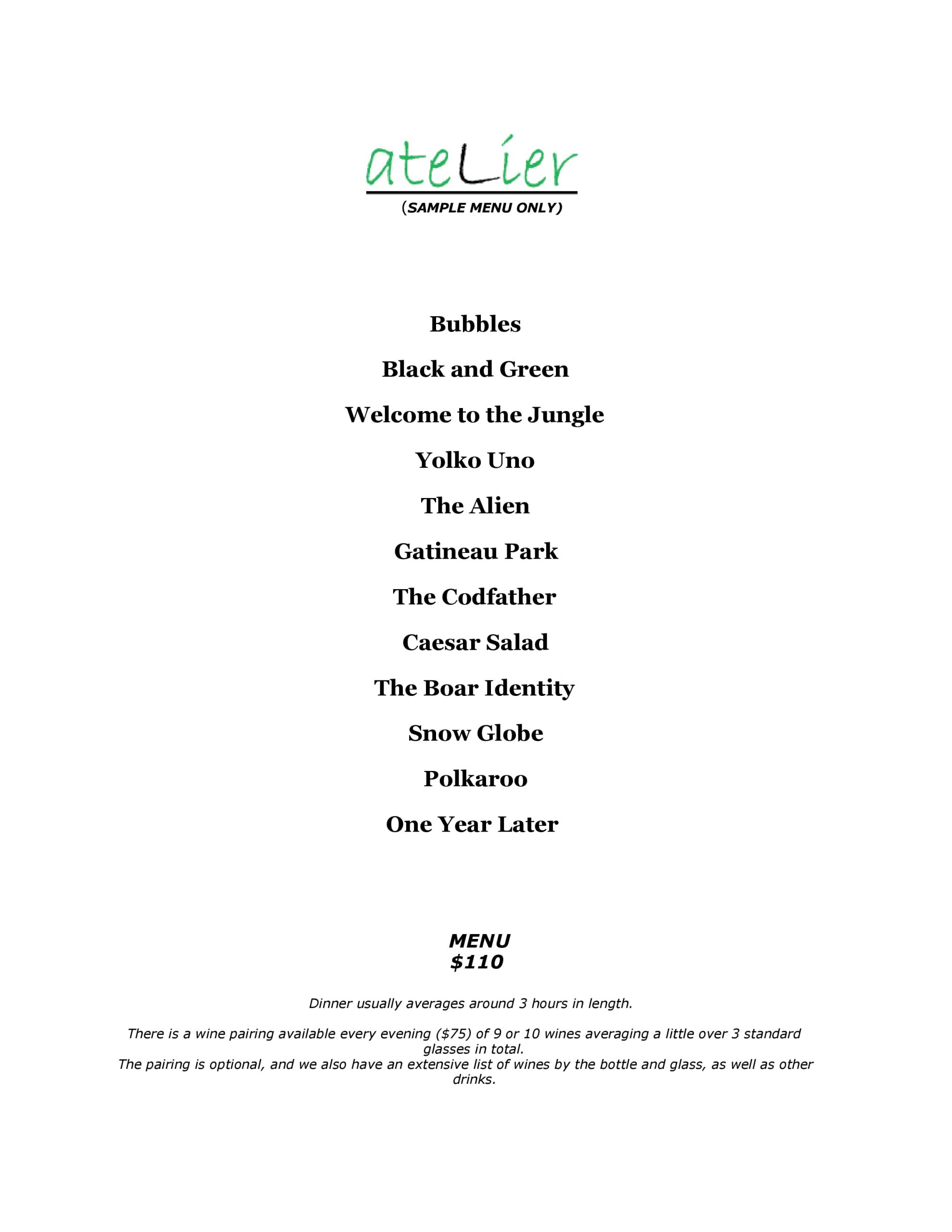 Menu of Atelier photo2