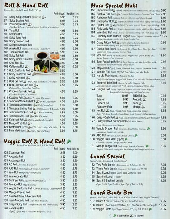 Menu of Masa Sushi photo4
