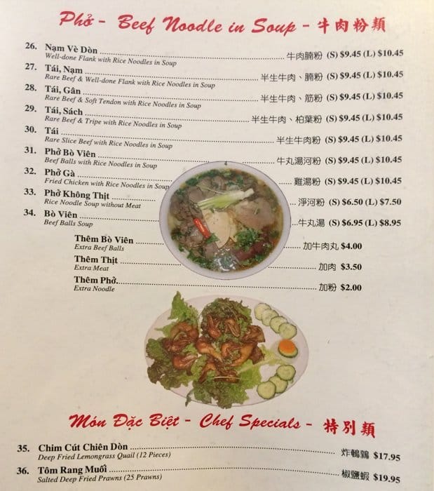 Menu of Pho Song Huong Vietnamese Restaurant photo4