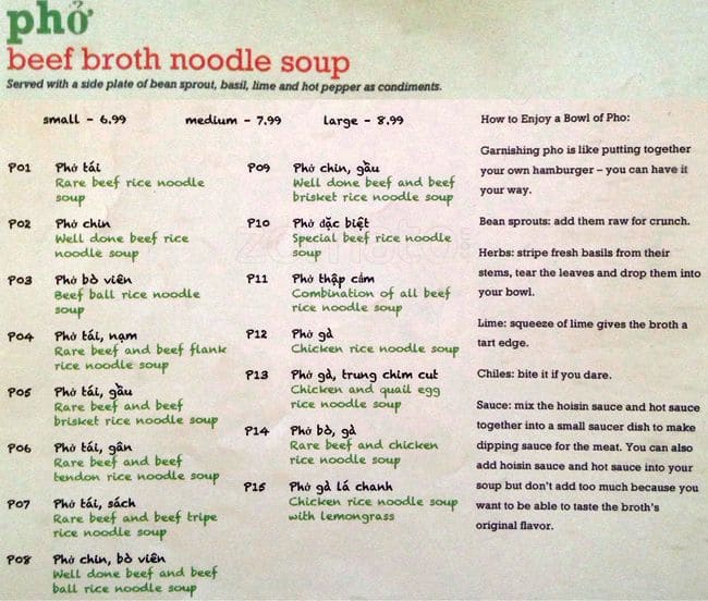 Menu of Pho Tuan photo4