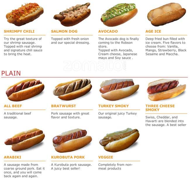Menu of Japadog Truck photo4