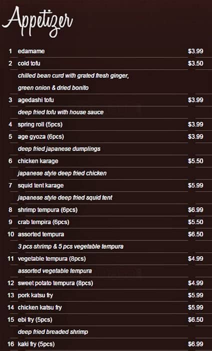 Menu of Sushi T&T photo2