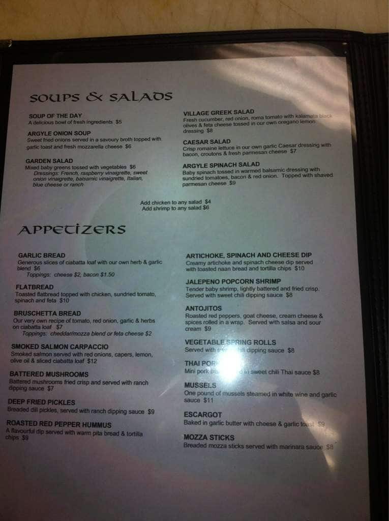 Menu of Argyle Arms photo2