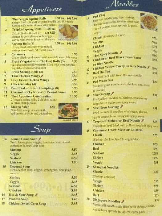 Menu of Tropical Thai Cuisine photo2