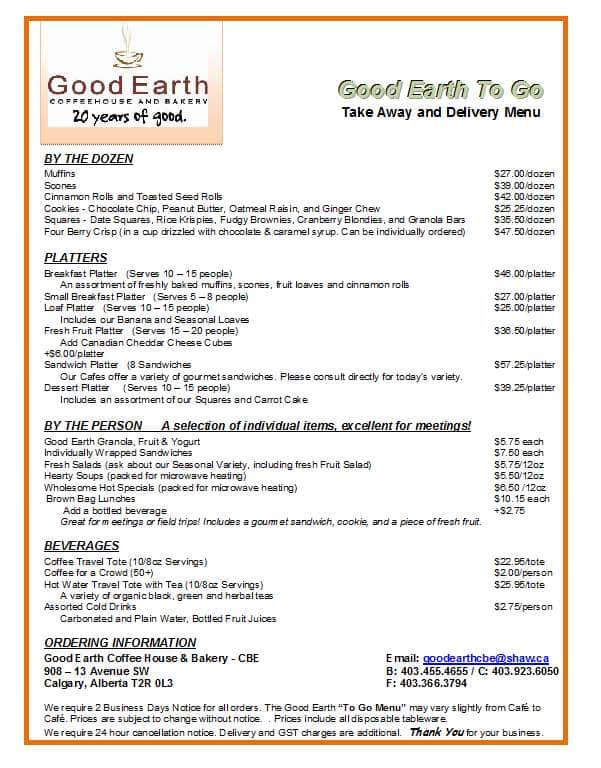 Menu of Good Earth Cafe photo2