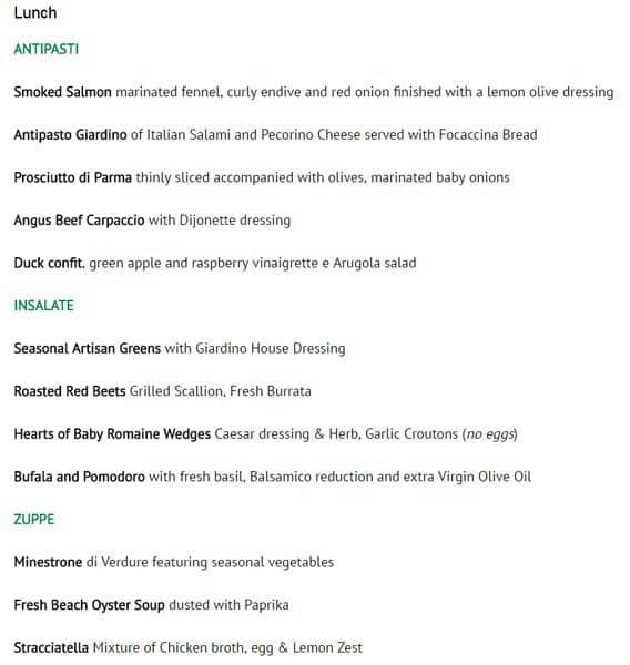 Menu of Giardino photo2