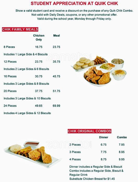 Menu of Quik Chik photo2