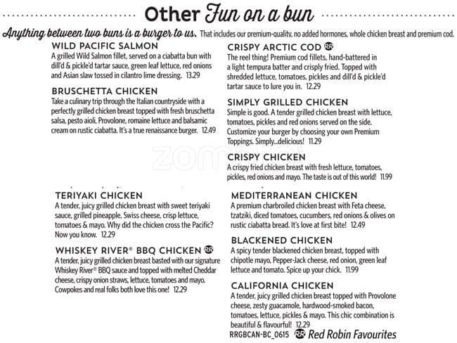 Menu of Red Robin Gourmet Burgers and Brews photo8