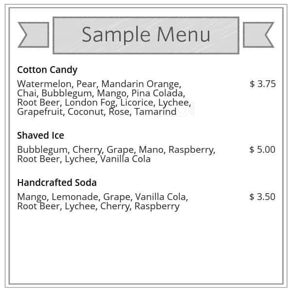 Menu of Cloud Nine Cotton Candy Co. photo2