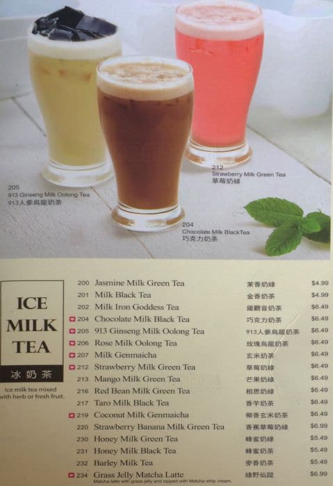 Menu of Ten Ren’s Tea photo2