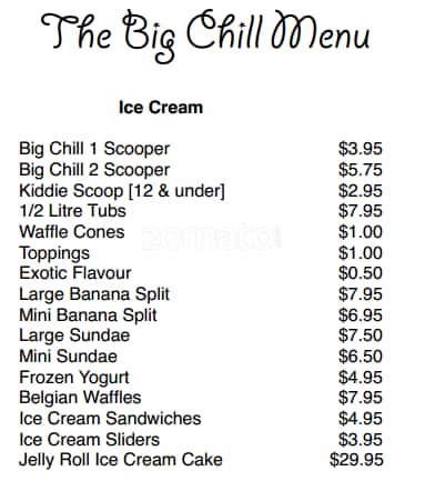 Menu of The Big Chill photo2