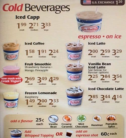 Menu of Tim Hortons photo4