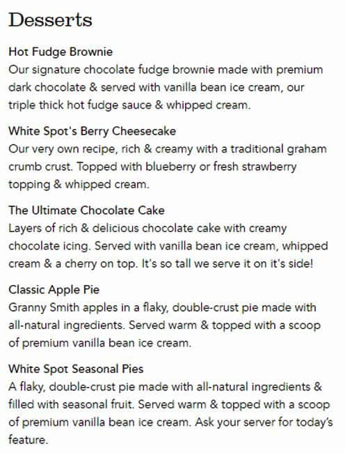 Menu of White Spot photo10