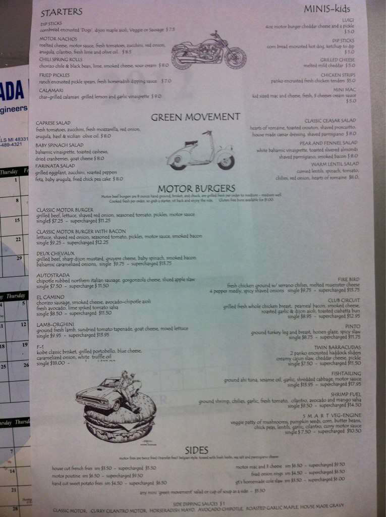 Menu of Motor Burger photo2