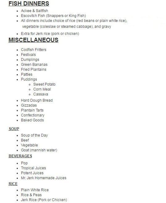 Menu of Mr. Jerk photo4