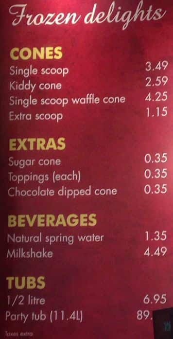 Menu of Laura Secord photo2