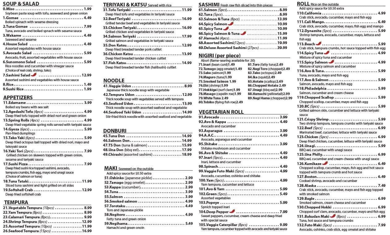 Menu of Sushi One photo3
