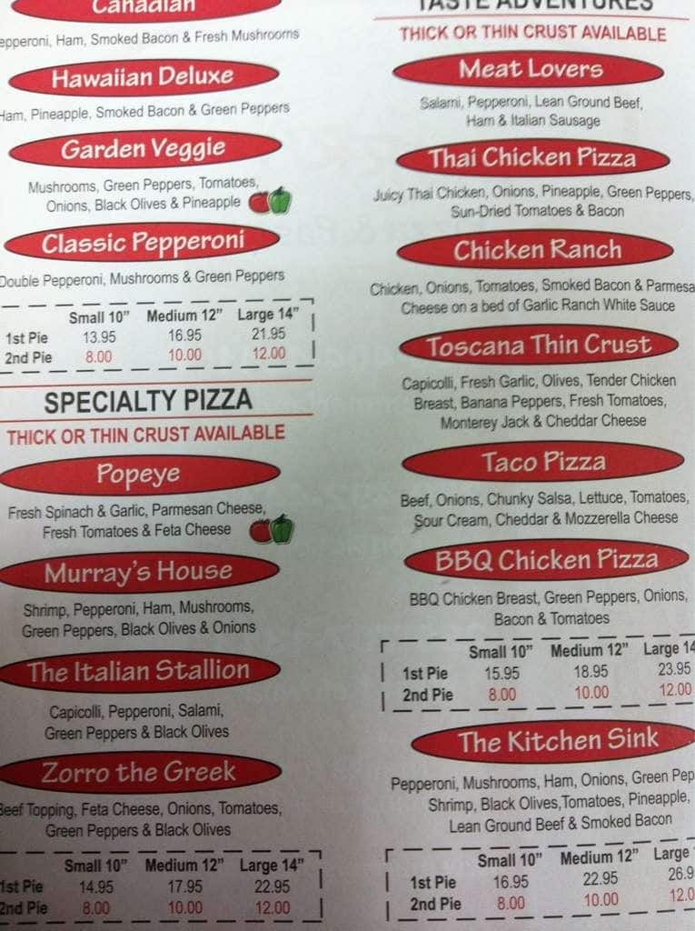 Menu of Murray’s Pizza photo2