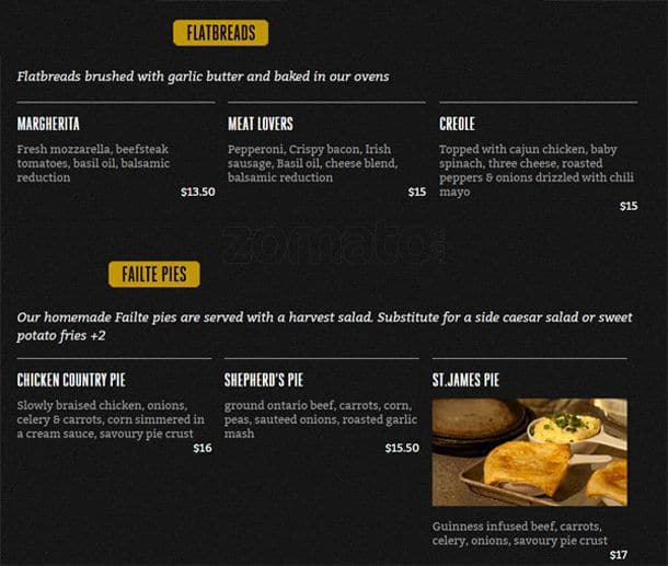 Menu of Failte Irish Pub photo3