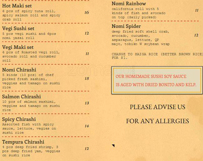 Menu of Sushi Nomi photo5