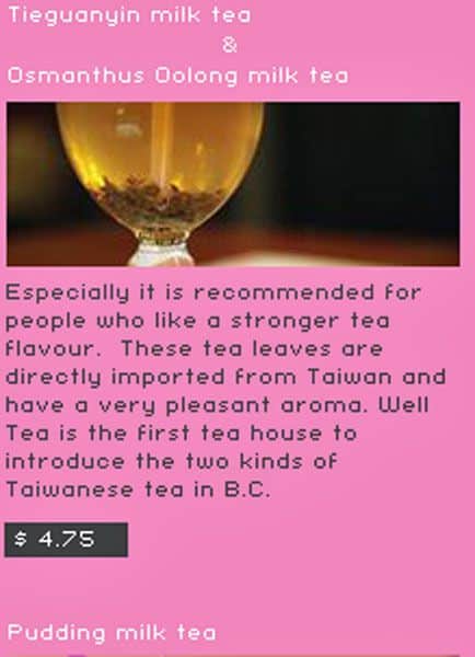 Menu of Well Tea photo9