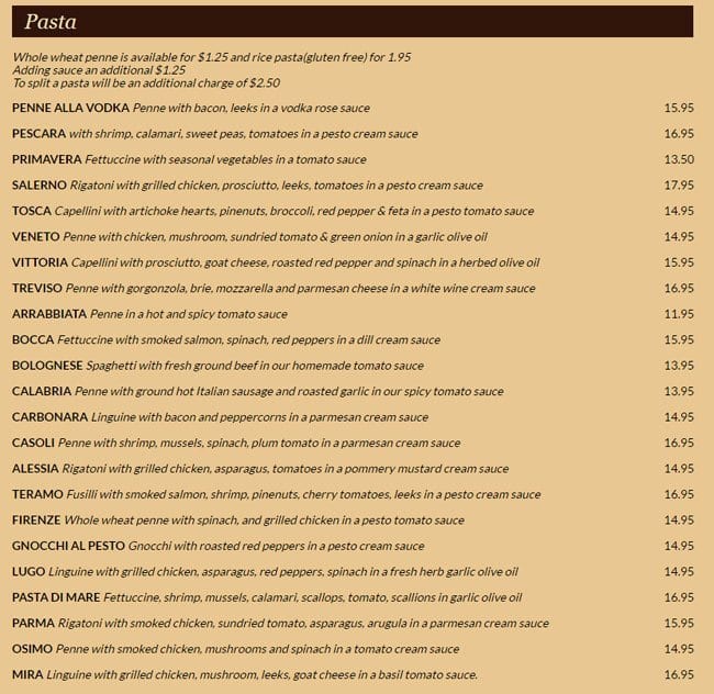 Menu of Amore Trattoria photo8