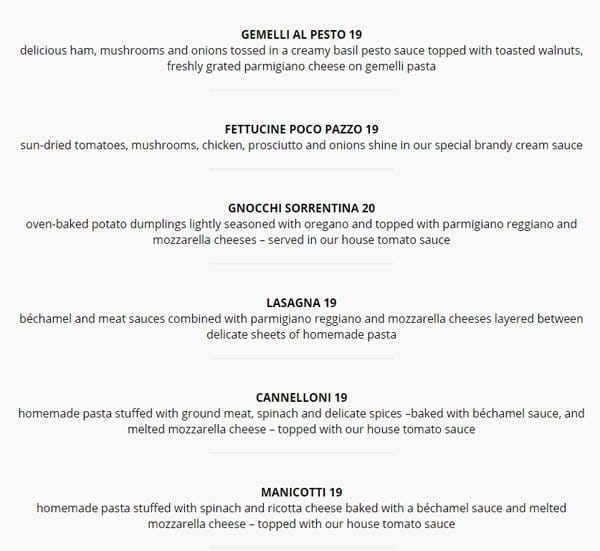 Menu of Poco Pazzo photo10