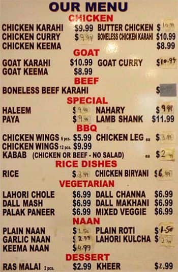 Menu of Kabul Express photo2