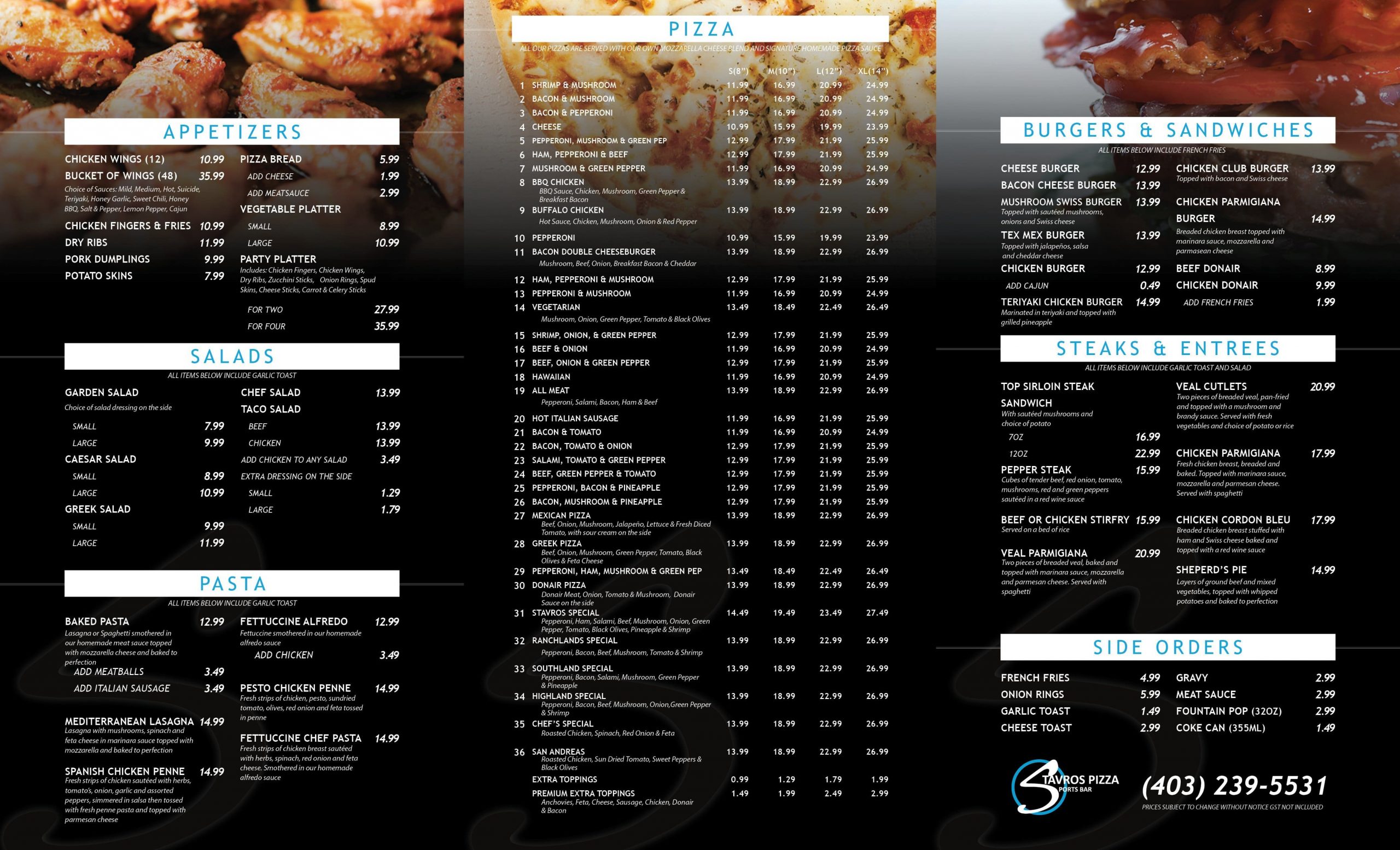 Menu of Stavros Pizza & Sports Bar photo2