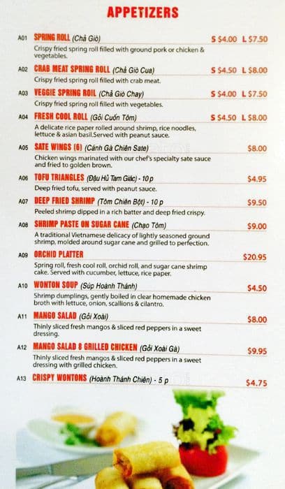 Menu of Pho Orchid photo2
