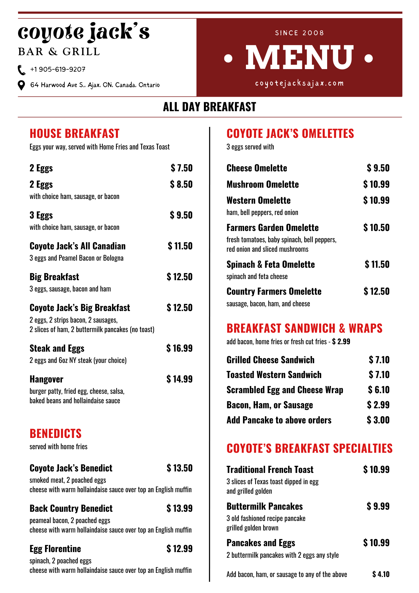 Menu of Coyote Jack’s Bar and Grill photo2